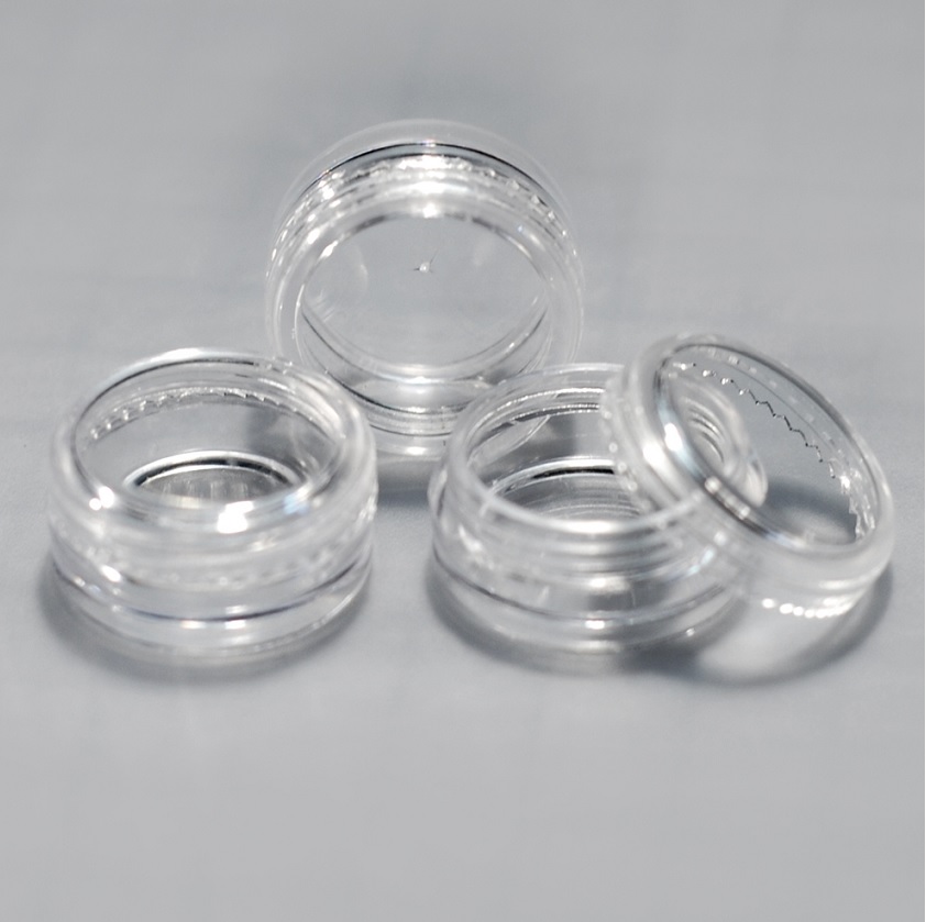 Cosmetic Jars Plastic Beauty Containers 10 Gram (Clear / White / Black Lids)
