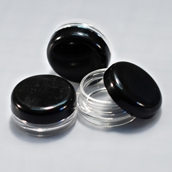 Clear Jars w/Black Lids (3 gram, 100 jars + 100 labels) Cosmetic Sample Jars, makeup containers, makeup sample containers